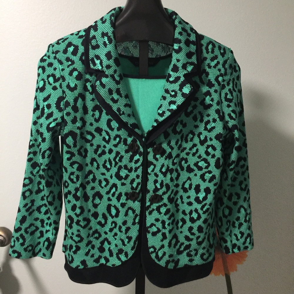 Ming Wang 2-piece Animal Print Jacket And Shell M